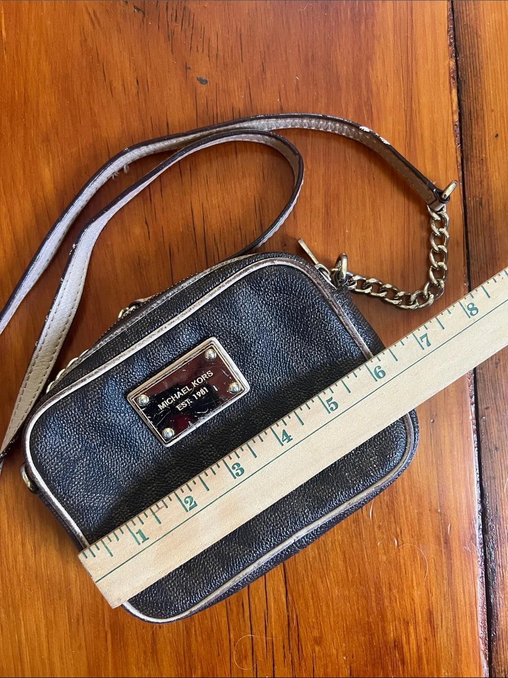 Michael Kors Metallic Brown Crossbody Camera Bag with Gold Accents